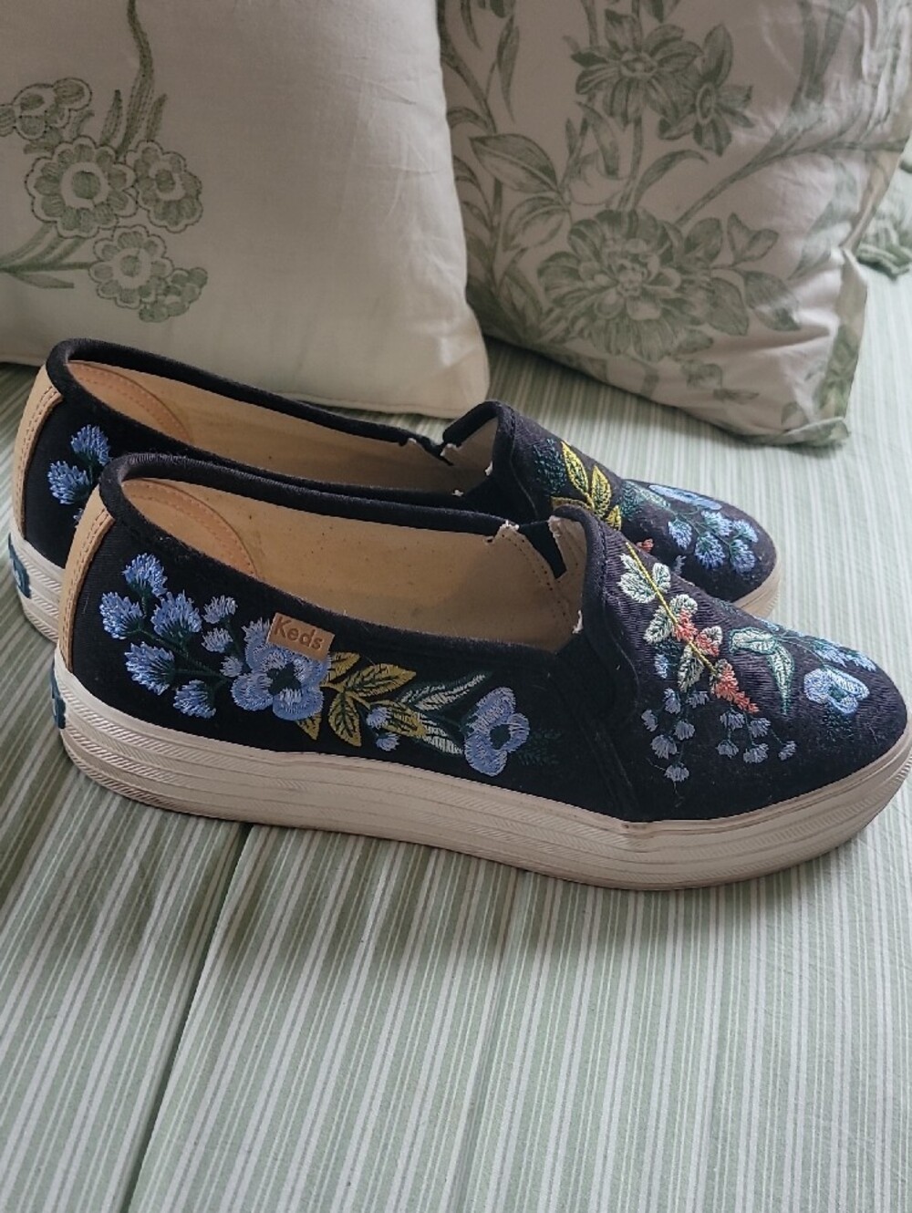 Keds Navy Embroidered Floral Slip-On Mules - Picture 5 of 6